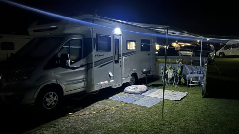 Hugo  – Luxury 4 berth Bailey Adamo with drop down beds and large living spaces. 