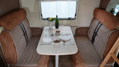 Burstner Argos 6 sleeps 6 seats.