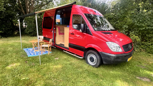 Nice red camper van 