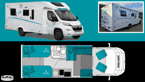 Joa 75T – Modern family mobile home for 5 people under 3.5t