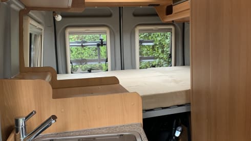Compact Pössl 2Win factory-built bus camper (dog allowed)