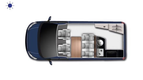 Oranje monster – Compact motorhome with room for five