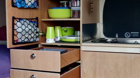 COMPACT, COMPLETE, COMFORTABLE with fixed bed, Offgrid.