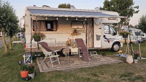 Gelukshuisje op wielen – 6p Fiat alkoof camper