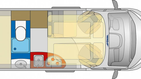 Vario Smurf – 4 fixed beds hotel on wheels
