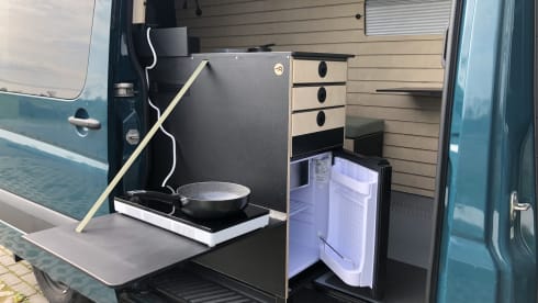 New cool off-grid Mercedes Sprinter bus camper with length beds