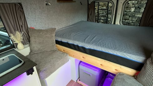 2 berth Peugeot campervan fixed bed