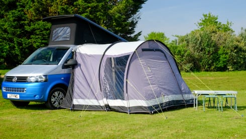 4 berth Volkswagen Campervan with pop top
