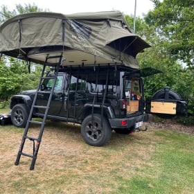m.edventure –  Tough Jeep with roof tent (4+1) 🦅 | Family adventure & off-grid travel