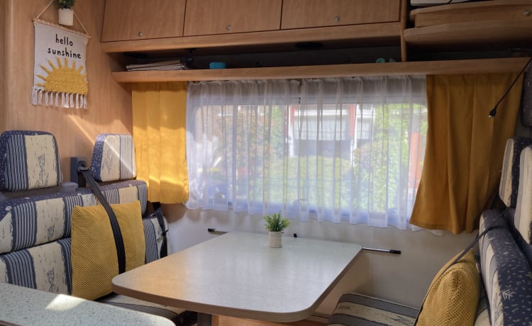 Little Miss Sunshine – Sonniger geräumiger Familiencamper mit Bett (6 Personen)