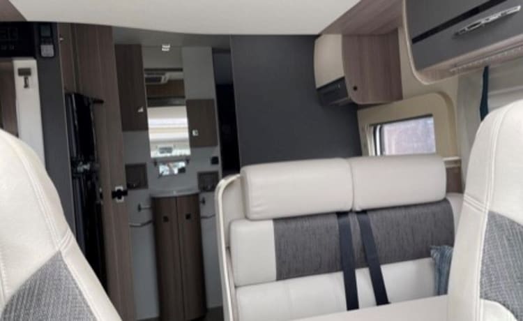 Spacious, well-equipped Chausson Titanium 728 EB motorhome for rent