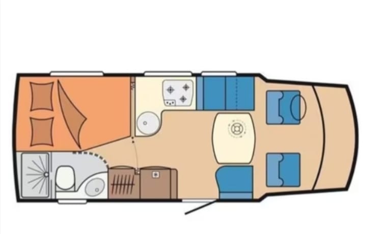 Spacious two-person Hobby camper with a spacious French bed