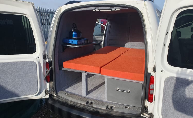 Bijuo2 – Micro Mini Caddy Camper Doppelbett Swamper Look Caddy Maxi für 1 oder 2 Personen