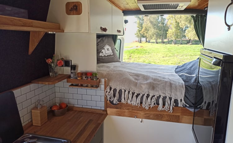 Ridgie – Tinyhouse Renault Buscamper, 3 persoons, zeer sfeervol en compleet