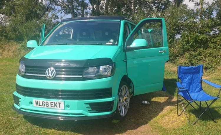 Scooby LWB – HUNDEFREUNDLICHER VW CAMPERVAN MIT ALLEN EXTRAS FÜR EINEN TOLLEN URLAUB