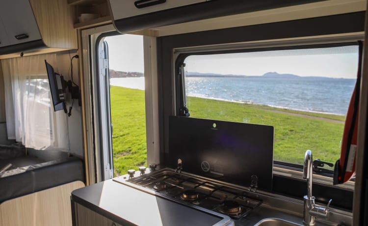 Saltire sunsets Motorhome hire  – 6 berth Fiat alcove from 2021