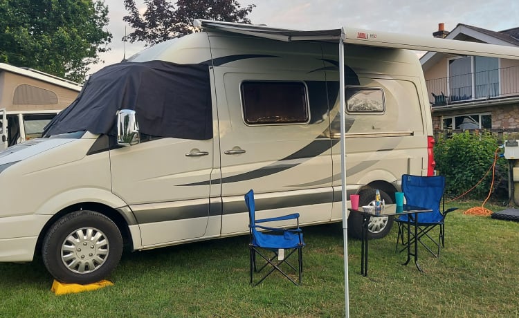 Gypsy – VW Crafter 2 couchages. Idéalement situé pour le sud-ouest de l'Angleterre