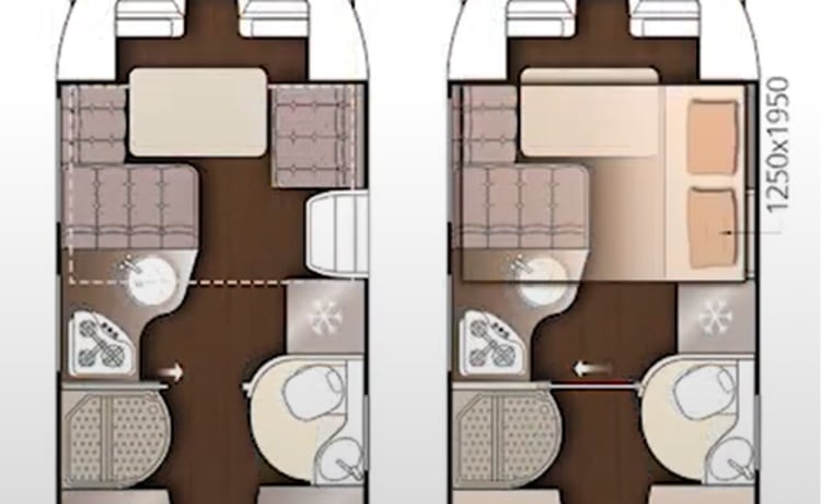 4p 2018 McLouis 473g Carat semi-integrated with pull-down bed