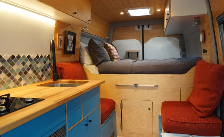 Art – 3 berth Mercedes Sprinter Campervan - Hand-crafted, 1-of-a-kind, off-grid.