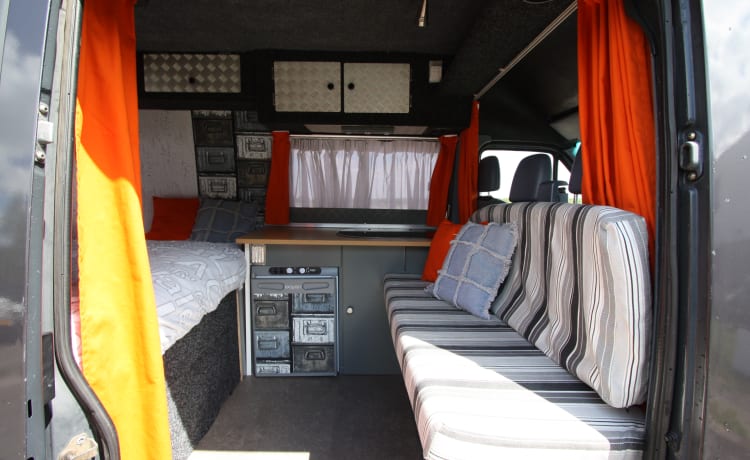 Fully restyled Mercedes Sprinter with XXL luxury fixed bed (double)