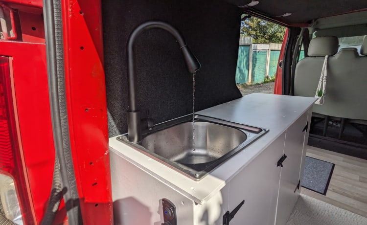 Sherry-Red  – 2 berth Nissan campervan from 2008