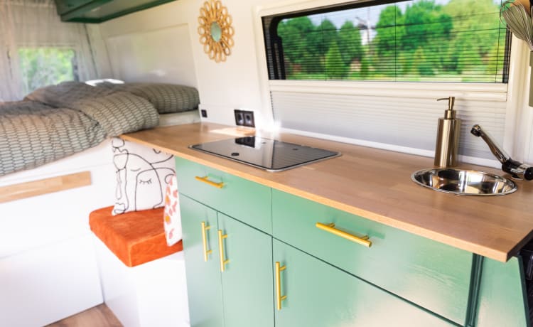 Sfeervolle off-grid 2p camperbus *nieuw*