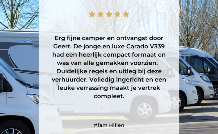 Carado V339 – Ervaar de vrijheid! (bj 2021) Compact en luxe met alle opties en Queensbed 