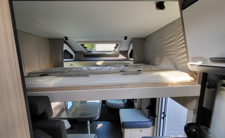 Sun Living S70sl – Nieuwe en sjieke camper met enkele bedden van 2.10, volledig ingericht