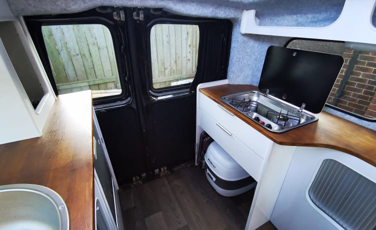 Pop top Mercedes Campervan with large kitchen + Toilet
