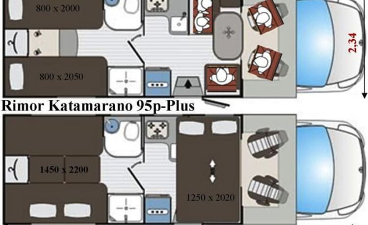 B-type – Last minute! Modern 2-5 person camper, kilometer-free