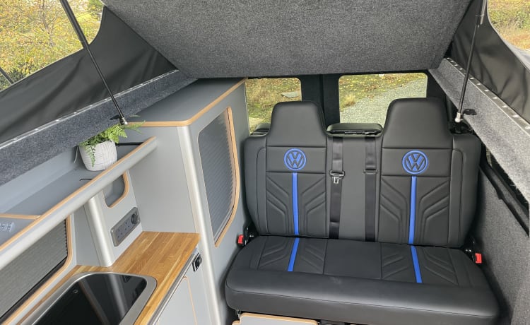 Pearl – VW T6 DSG Auto Campervan, VERSICHERUNG IM PREIS INKLUSIVE! *4 Schlafplätze *Nachtheizung!