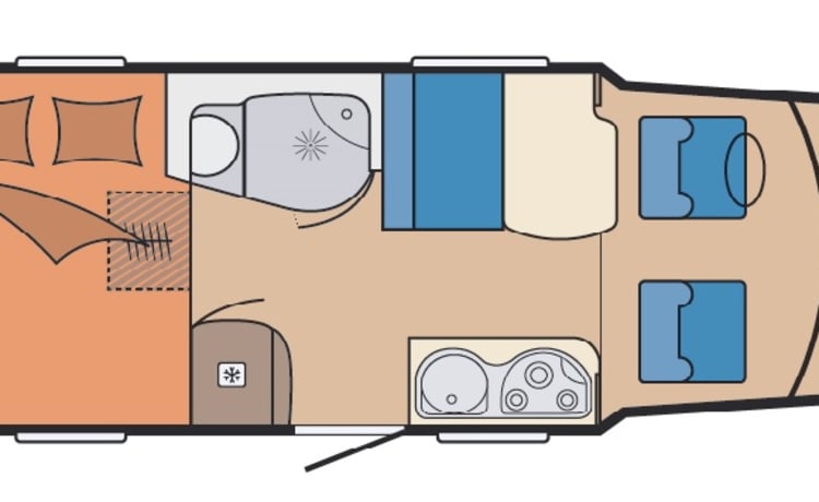 Zeer luxe 2p Hobby Premium semi-integrated voorzien van alle comfort