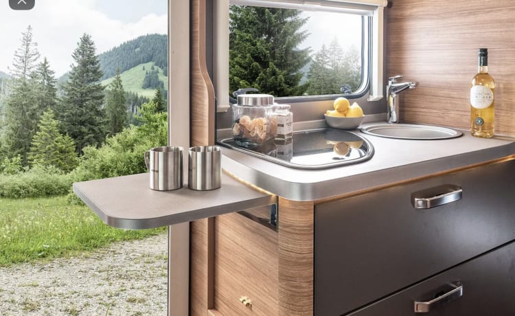 Luxuriöser junger Camper mit vielen Extras