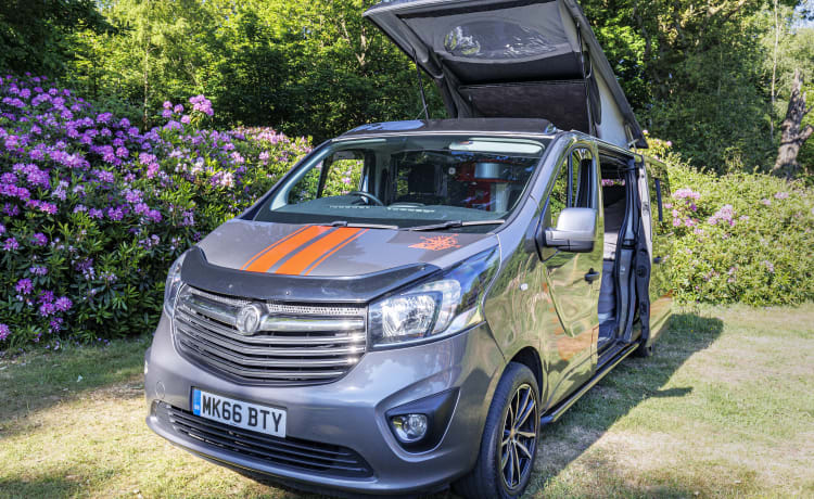 Betty – Betty op maat gemaakte full off-grid 4-persoons Vauxhall vivaro campervan uit 2017