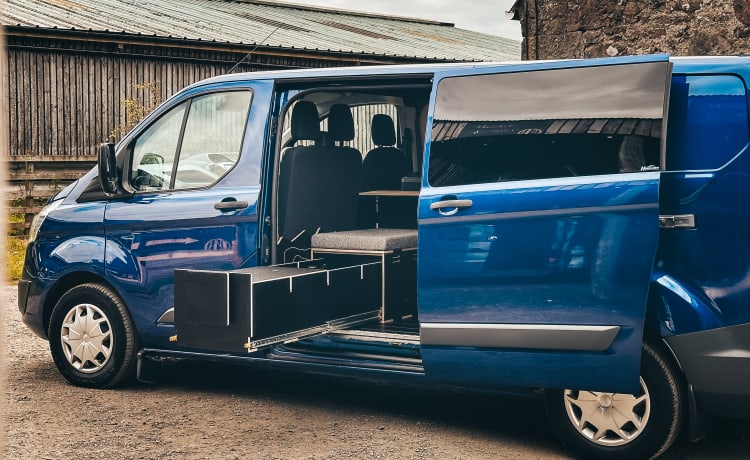 Transit Custom LWB - Binnen of buiten koken, schuifkeukenwerkplek!