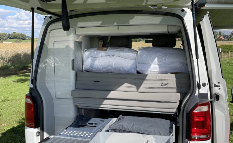 Candy White Supertramp – VW California Coast 4 pers. Distributeur automatique.