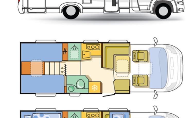 Adria coral S 670 SL  (Huur aanhangwagen mogelijk)