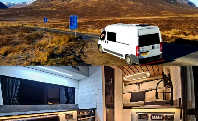 Glen – Citroën Relay L3H2 omgebouwde camper met douche/toilet