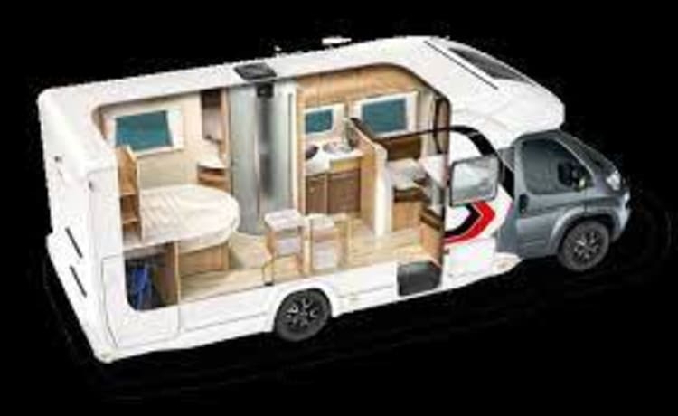 Challenger! – Camper spazioso, moderno e lussuoso con 4 posti letto fissi - garage XL