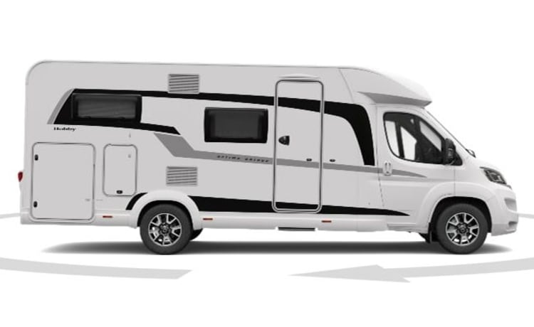 'IBIZA' – Luxurious beautiful Hobby Optima Ontour T65 HFL from 2020, with French bed and pull-down bed