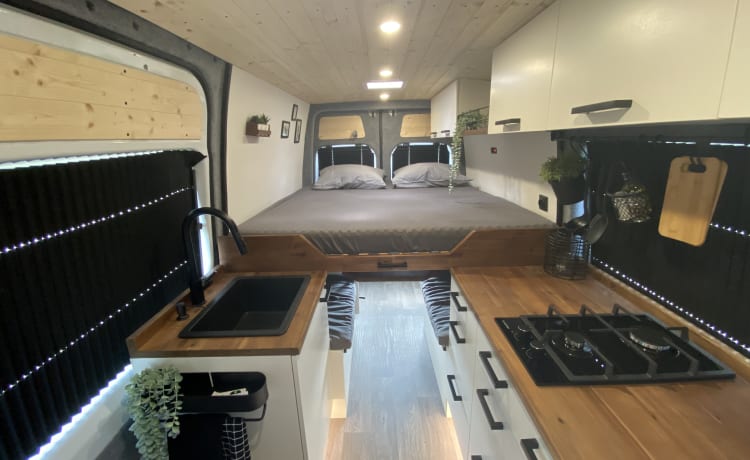 Unique, compact and modern bus camper (self-sufficient)
