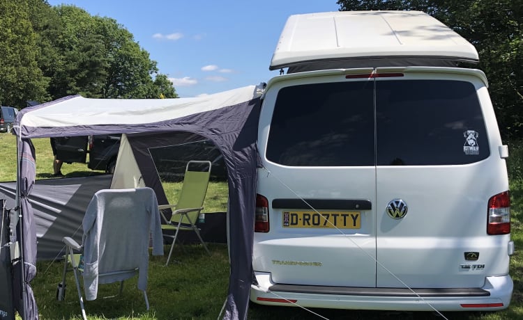 D Rotty – 4-persoons Volkswagen campervan uit 2018