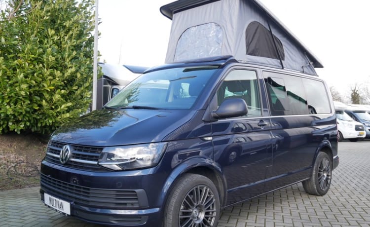 fine VW T6 Multivan with spacious Reimo sleeping lifting roof, automatic