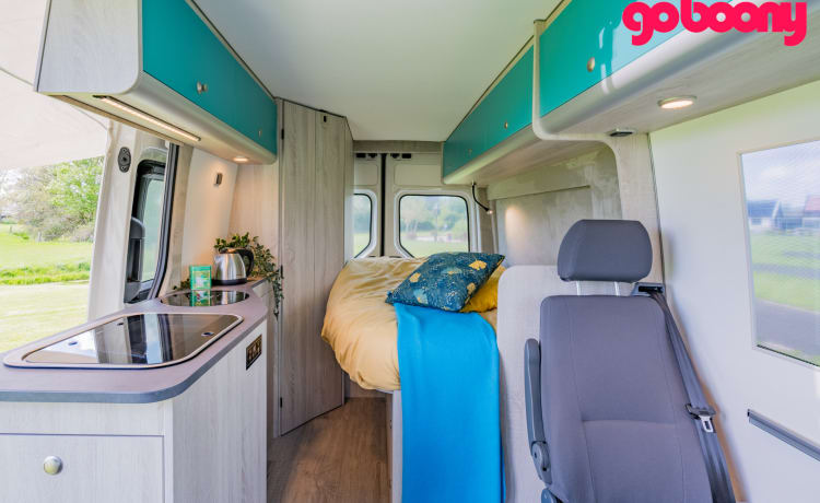 Fluistercamper – 100% elektrische VW Crafter, 2 p., interieur 2023