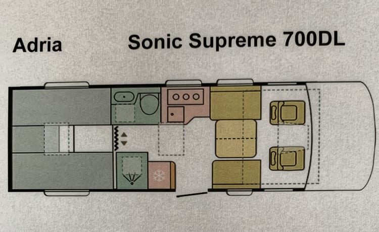 Adria Sonic Supreme 700 DL – 4p Adria Mobil intégré à partir de 2024