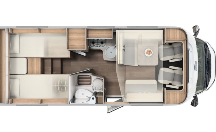 Carado T448 (nieuw bj 2023) – Transmission manuelle - Lits de camping-car très luxueux - Entièrement équipé