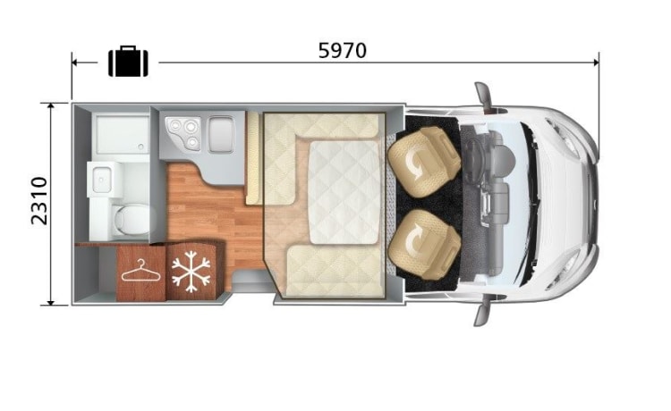 Magic – It's Magic: Luxurious 2-person CIMagis - compact but spacious due to the fold-down bed