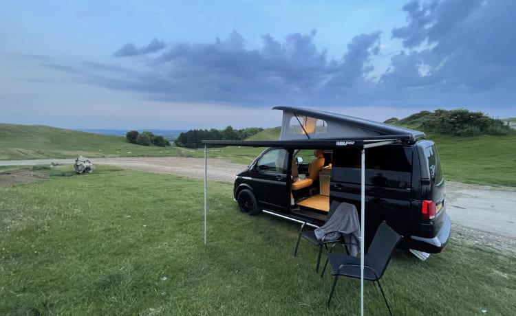 Mitch  – Splendida conversione VW T6 Camper King. 4 posti letto, 5 posti a sedere e fa girare la testa!