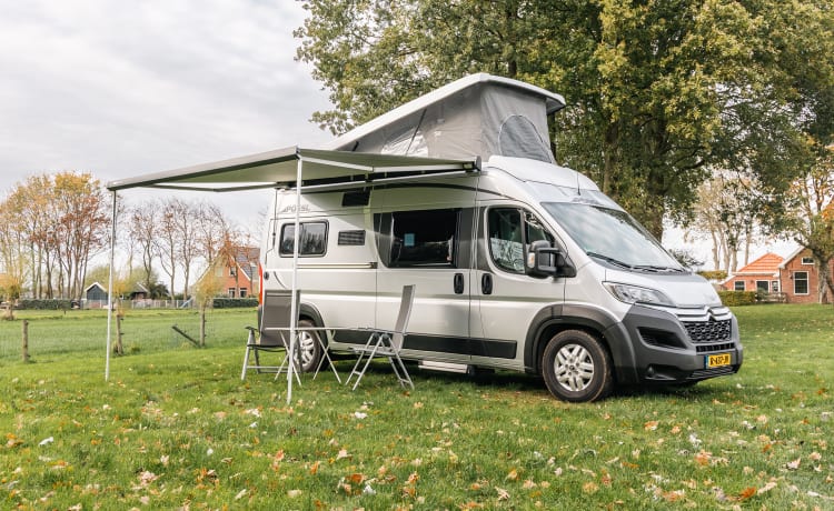 Fijnja – Luxury 4 pers. Pössl bus camper with sleeping lifting roof from 2019