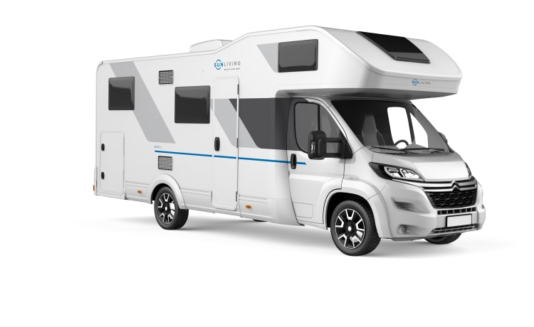 Queen F – Nieuwe en luxe alkoofcamper voor 6 personen